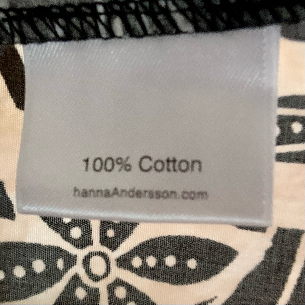 Hanna Andersson Black White Floral Pillow Case 100% Cotton Dress 140 US 10 - Picture 5 of 6